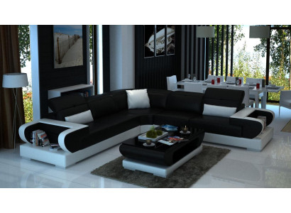 Canapé design Canapé d'angle Canapé d'angle Luxueux Canapé Suite Paysage vivant Forme en L LED